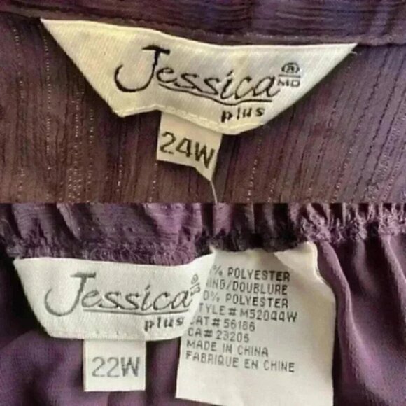 Vintage Maxi  Skirt Blouse 2PC Set Plisse Pleated Purple Metallic 22/24W NEW - Picture 15 of 16